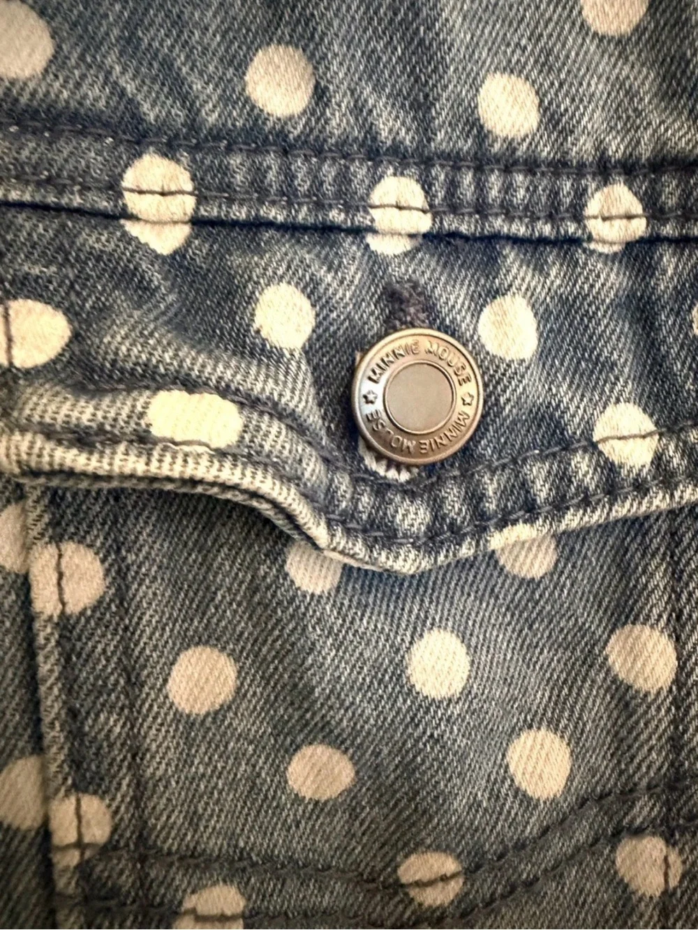 Disney Store Orlando- Minnie Mouse Polka-Dot Denim Jacket Girls Size 7/8